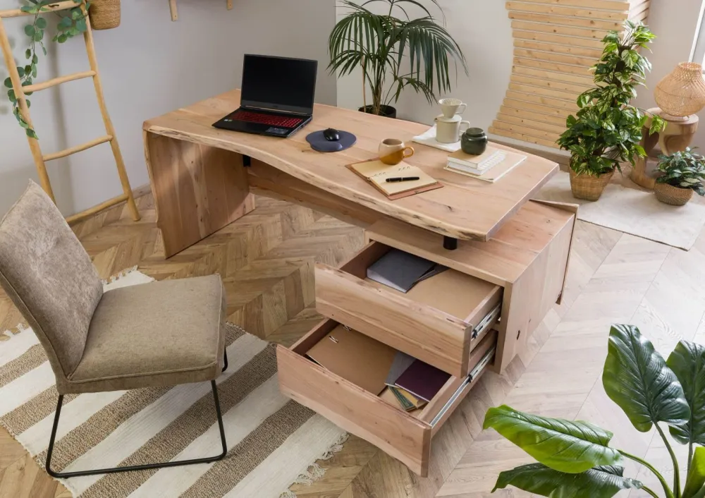 Bureau en acacia 170x70x76 laqué naturel PURE ACACIA