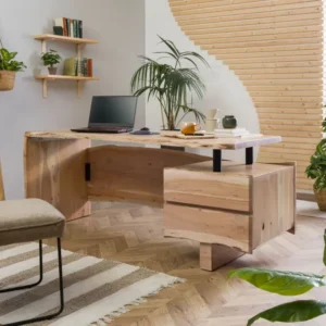 Bureau en acacia 190x70x76 laqué naturel PURE ACACIA