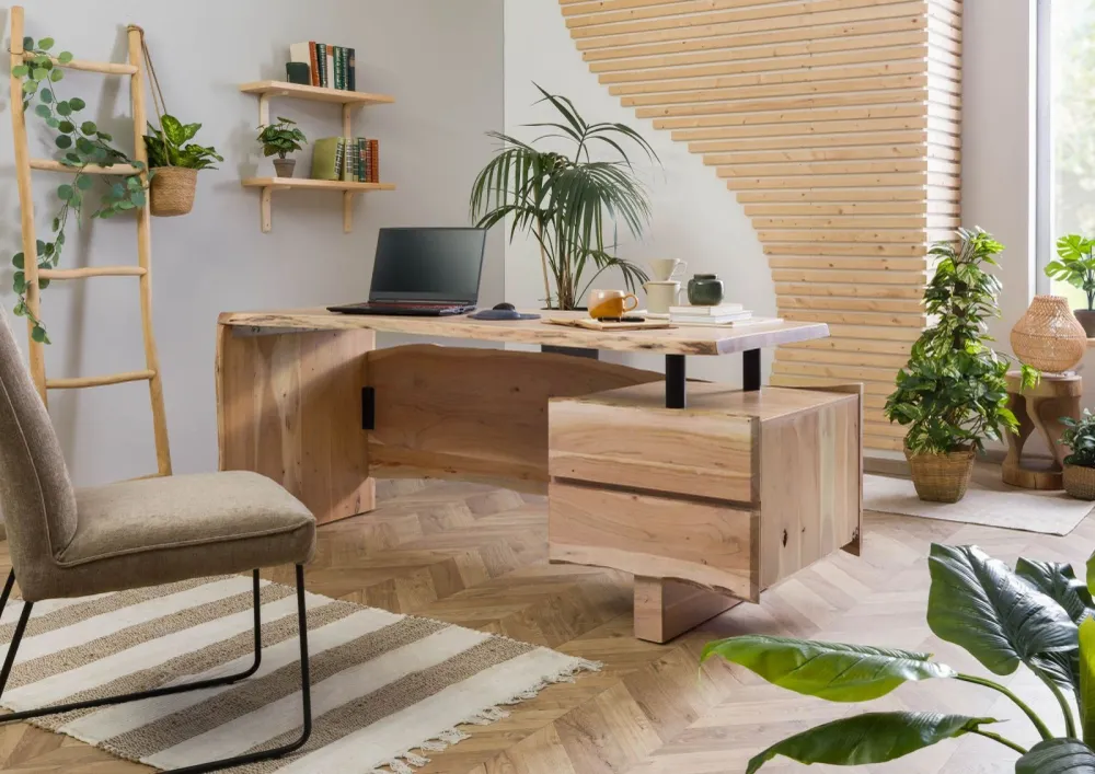 Bureau en acacia 190x70x76 laqué naturel PURE ACACIA