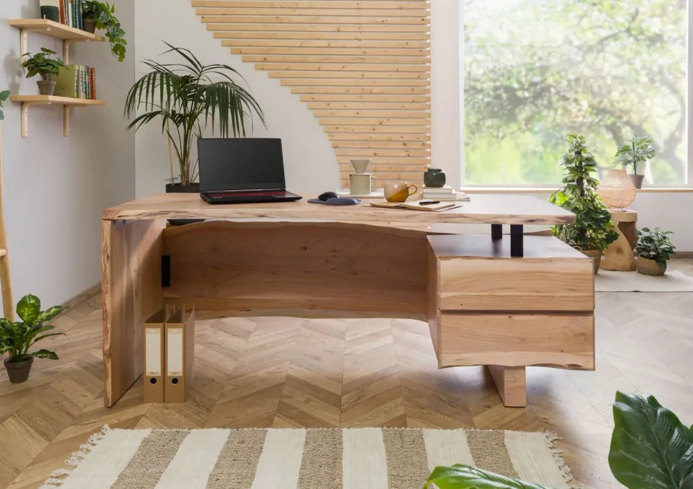 Bureau en acacia 190x70x76 laqué naturel PURE ACACIA