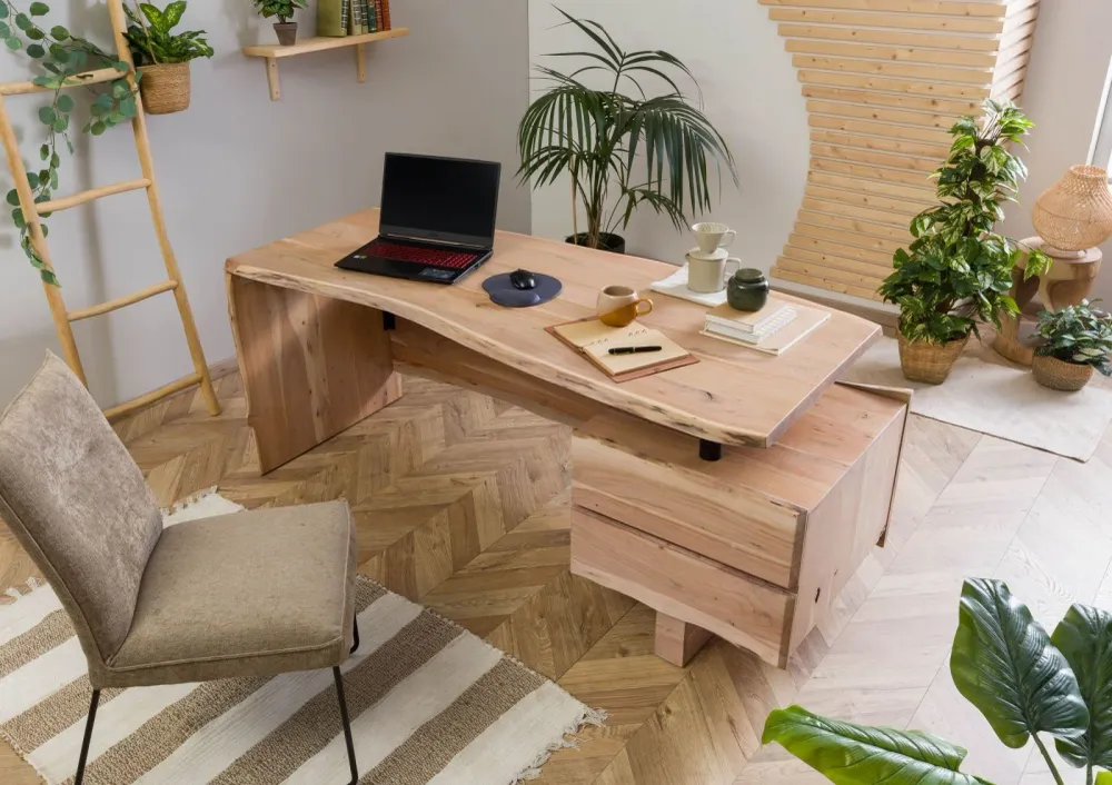 Bureau en acacia 190x70x76 laqué naturel PURE ACACIA