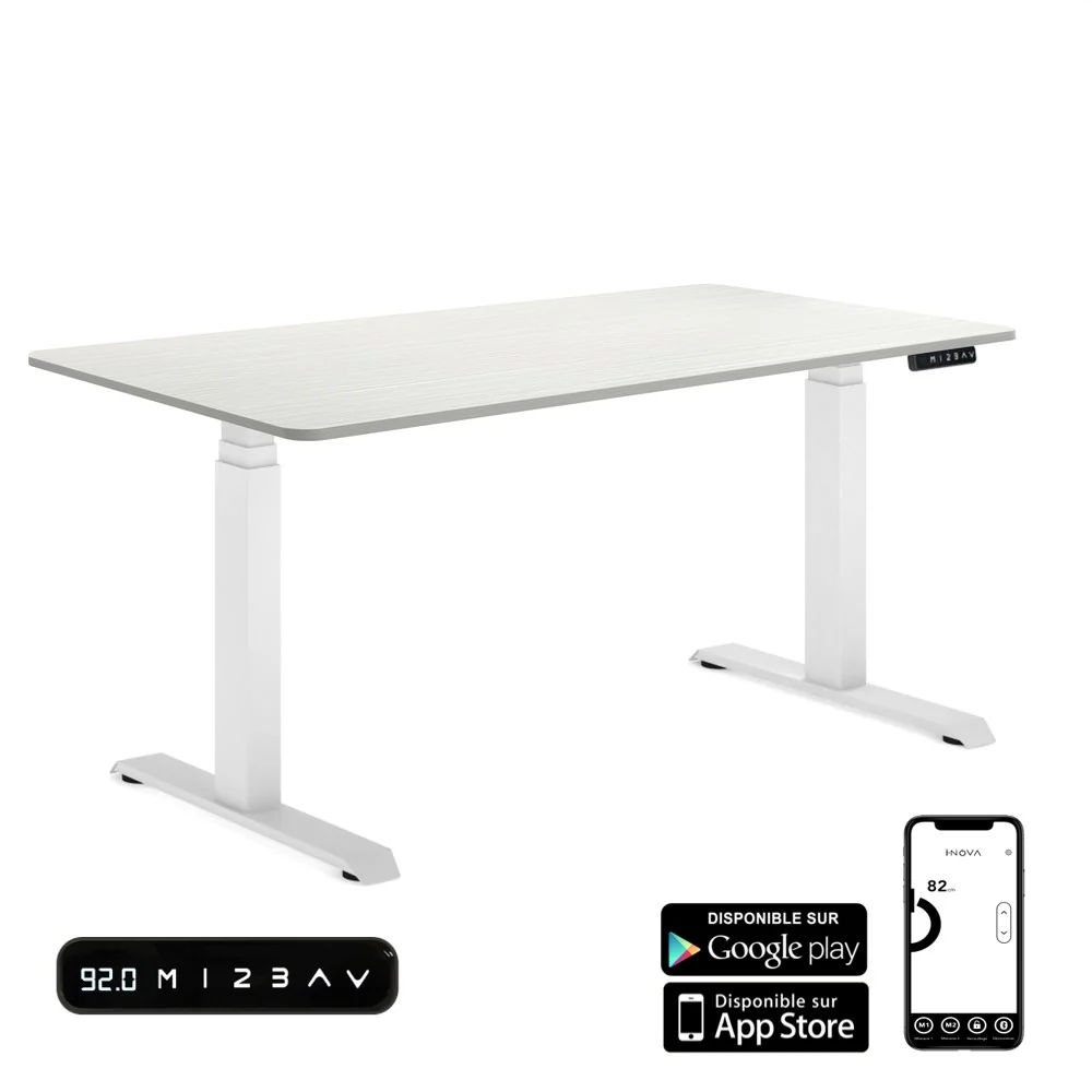 Bureau Assis Debout électrique<br> iDesk Grigio - Plateau Bois clair 140x80
