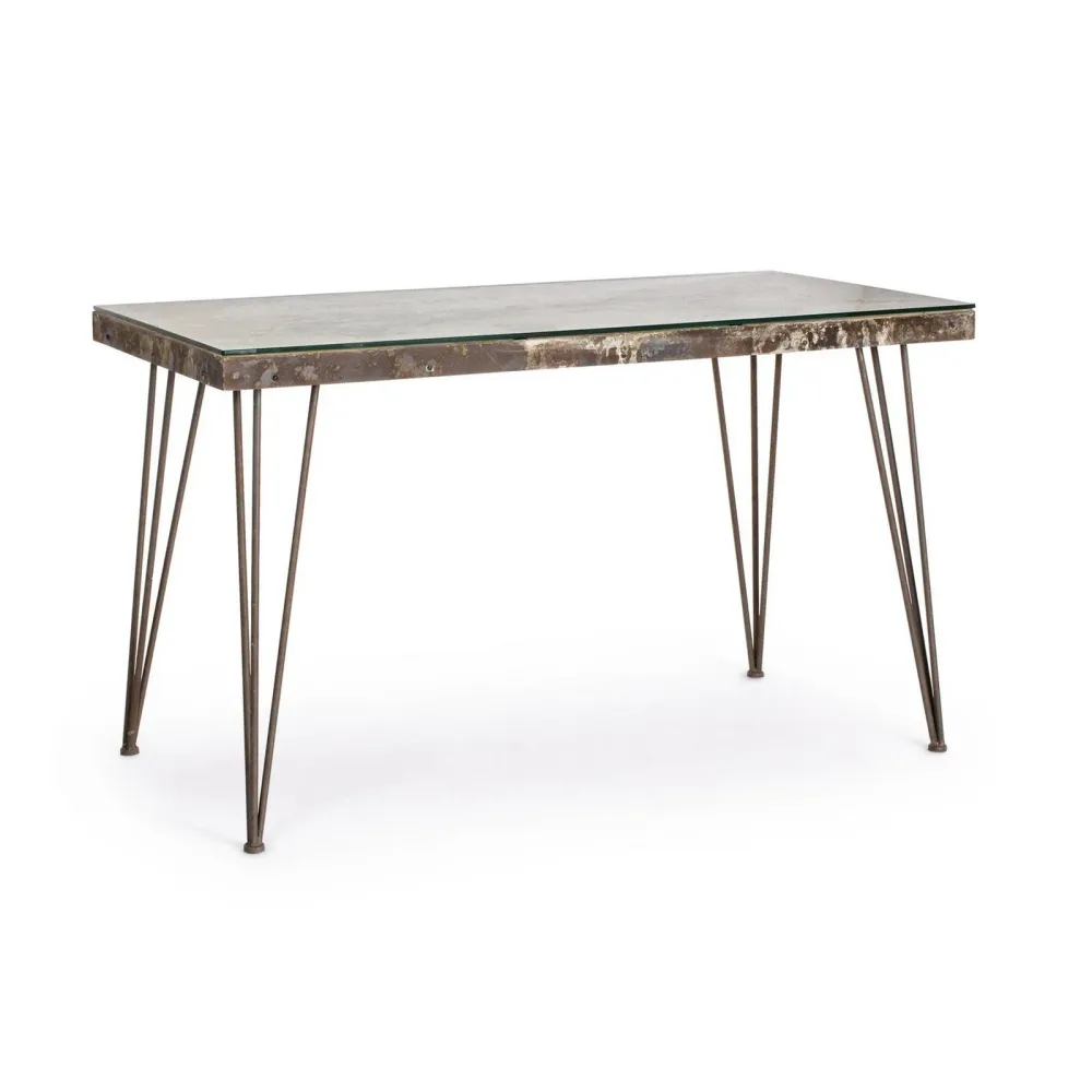 Bureau "Atlantide", structure acier antique, style industriel, 130 x 65 x 75 cm