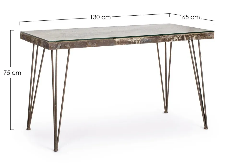 Bureau "Atlantide", structure acier antique, style industriel, 130 x 65 x 75 cm