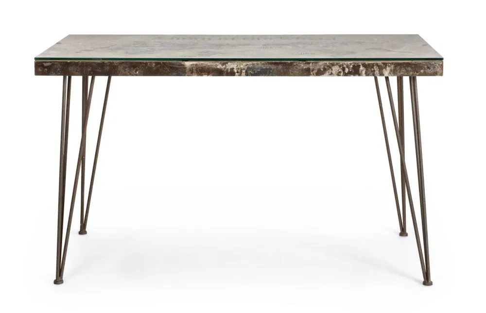 Bureau "Atlantide", structure acier antique, style industriel, 130 x 65 x 75 cm