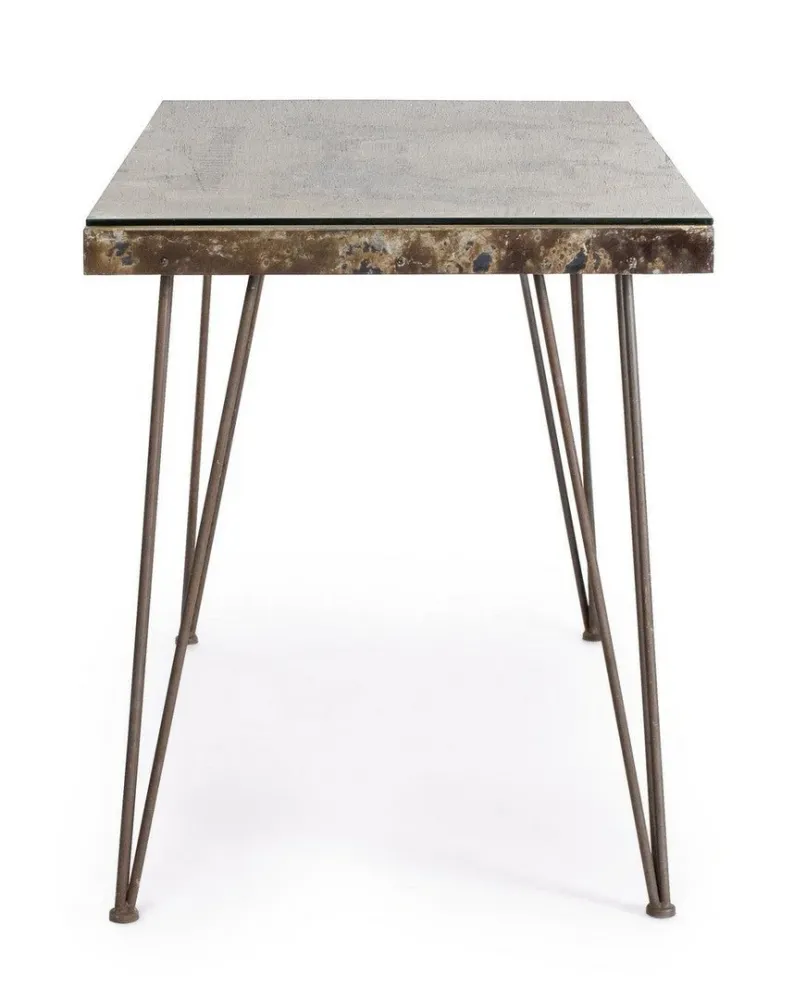 Bureau "Atlantide", structure acier antique, style industriel, 130 x 65 x 75 cm