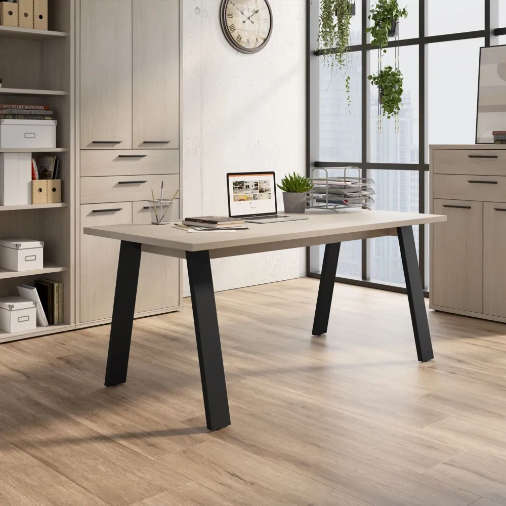 Bureau avec pieds en acier 172 cm Chêne et Noir "Made Italy"