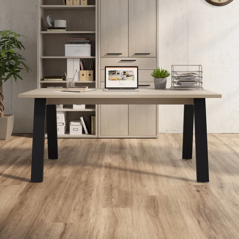 Bureau avec pieds en acier 172 cm Chêne et Noir "Made Italy"