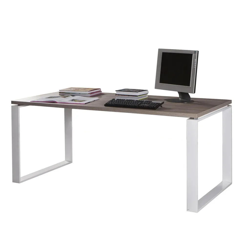 Bureau avec pieds en acier blanc et plateau en chêne truffe de 200 cm "Made Italy"