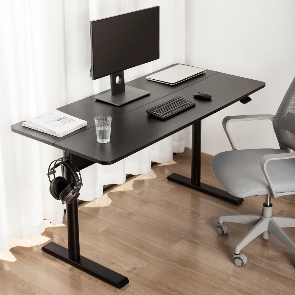 Bureau avec plateau 140x68cm Ergo Office, vérin à gaz, réglable en hauteur, pour travail debout et assis, hauteur max 115c...