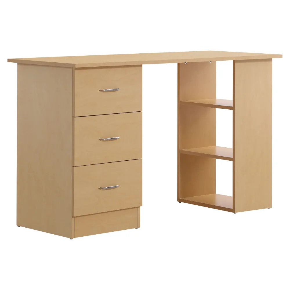 Bureau avec rangement, table informatique 120 x 50 cm, bureau d'ordinateur avec étagères et tiroirs, pour petits espaces,...