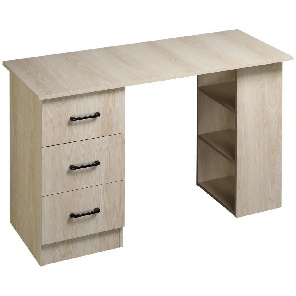 Bureau avec rangement, table informatique 120 x 50 cm, bureau d'ordinateur avec étagères et tiroirs, pour petits espaces,...
