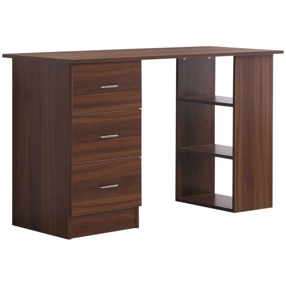 Bureau avec rangement, table informatique 120 x 50 cm, bureau d'ordinateur avec étagères et tiroirs, pour petits espaces,...