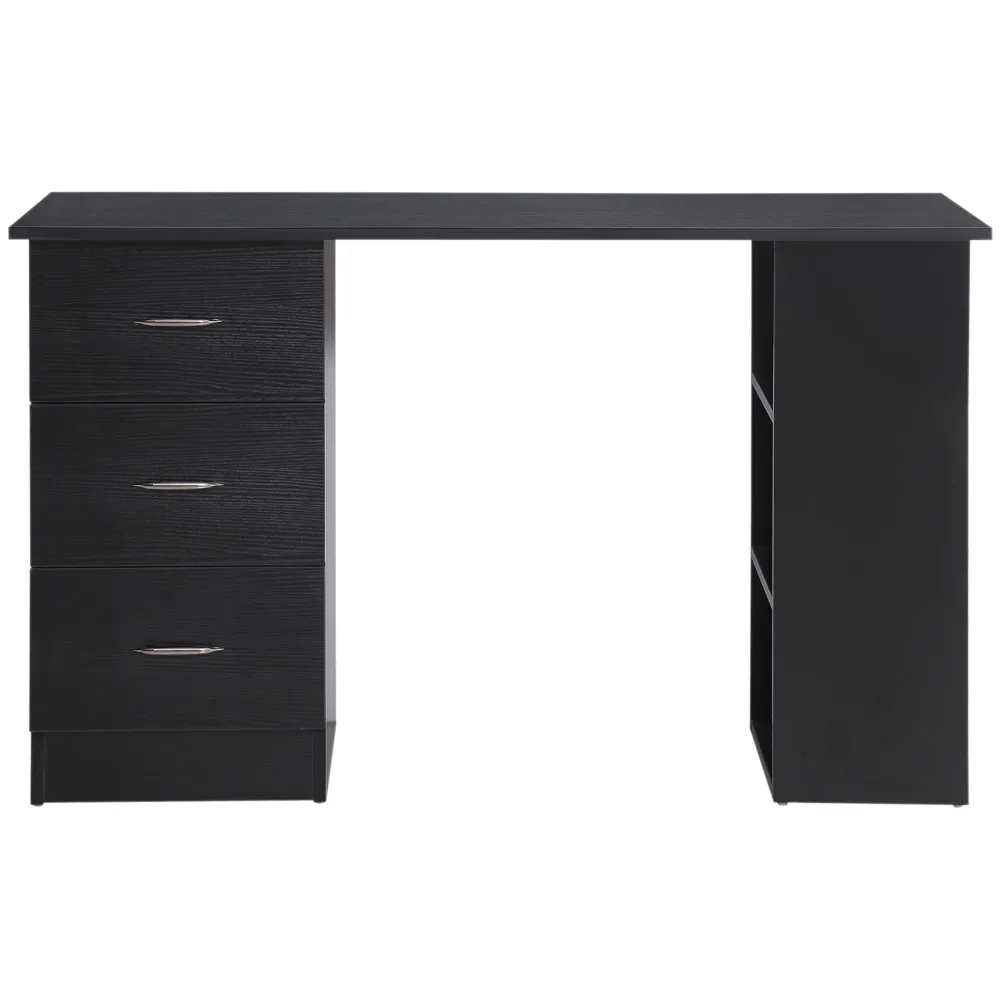 Bureau avec rangement, table informatique 120 x 50 cm, bureau d'ordinateur avec étagères et tiroirs, pour petits espaces,...