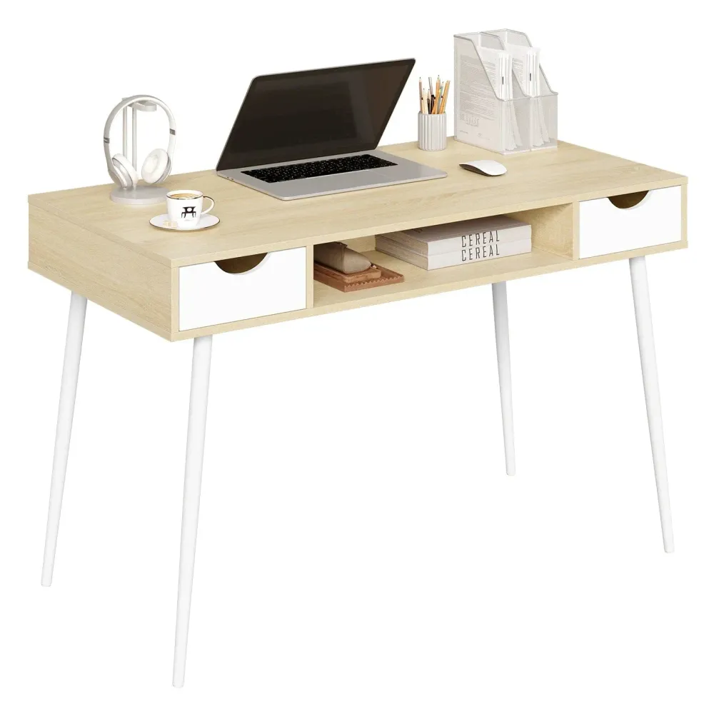 Bureau blanc et bois scandinave