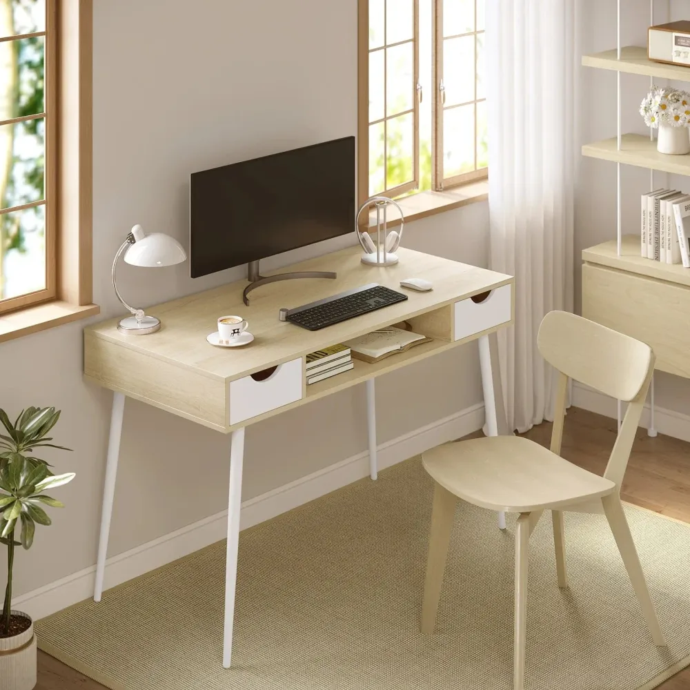 Bureau blanc et bois scandinave