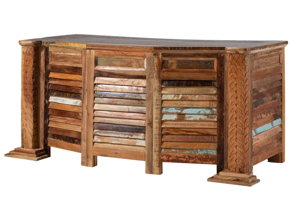 Bureau bois de récupération 170x70x80 laqué multicolore NATURE SPIRIT