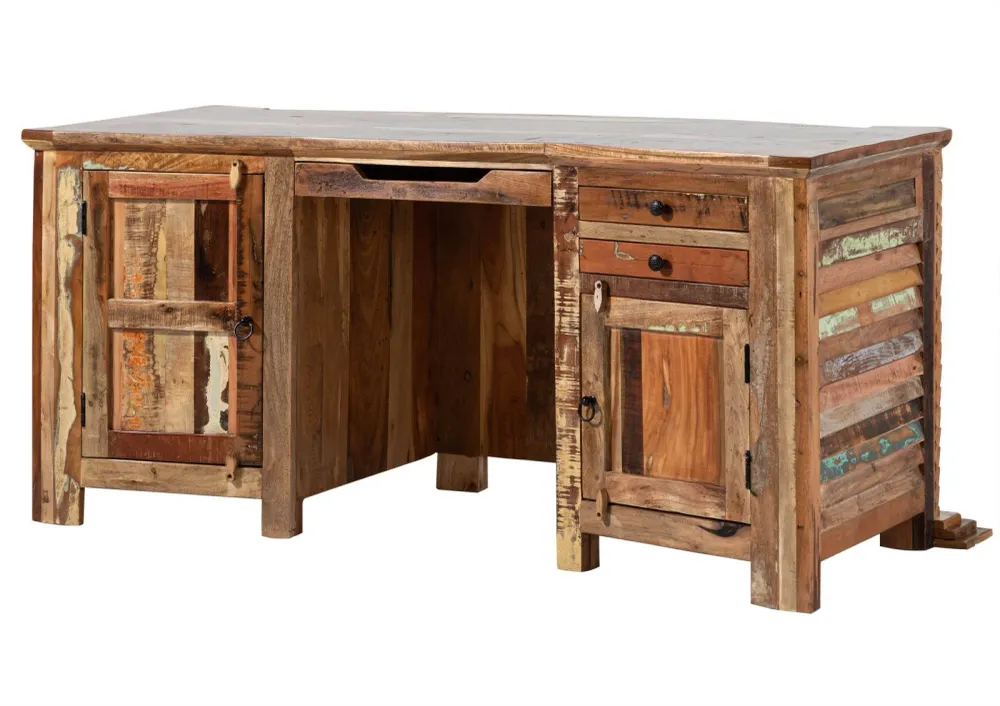 Bureau bois de récupération 170x70x80 laqué multicolore NATURE SPIRIT