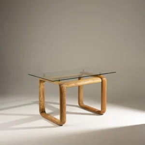 BUREAU EN BOIS ET VERRE, BURKHARD VOGTHERR POUR ROSENTHAL, 1980s