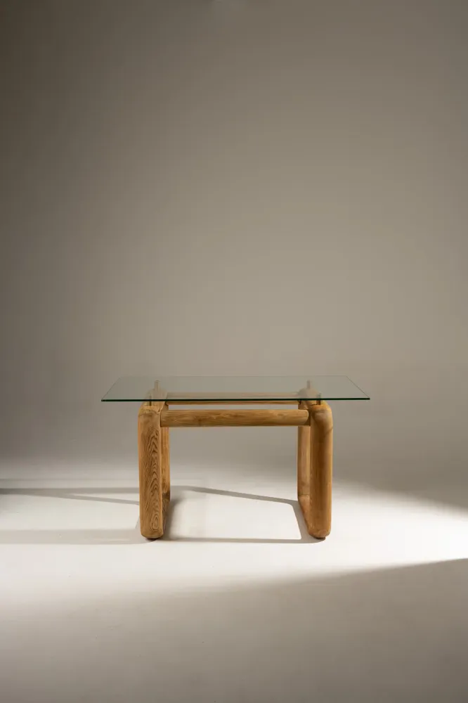BUREAU EN BOIS ET VERRE, BURKHARD VOGTHERR POUR ROSENTHAL, 1980s