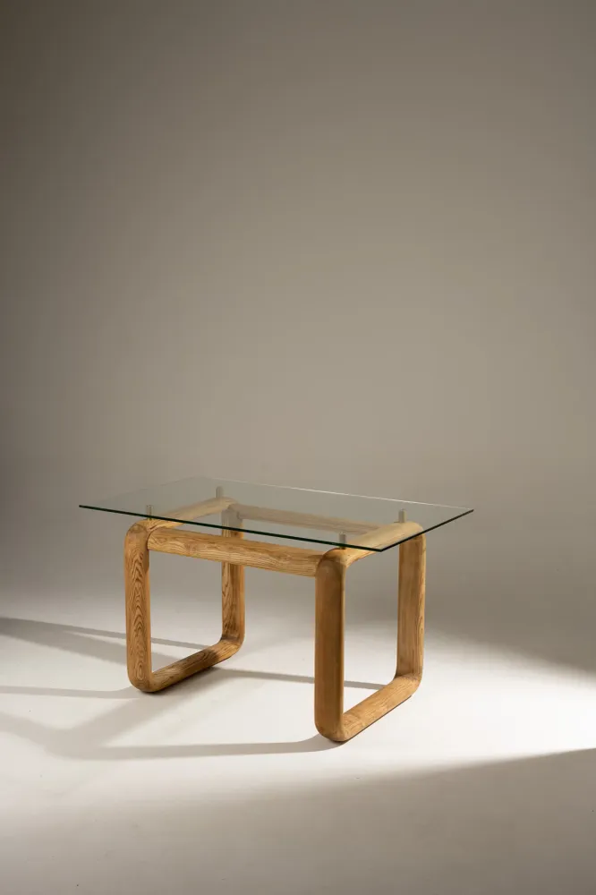 BUREAU EN BOIS ET VERRE, BURKHARD VOGTHERR POUR ROSENTHAL, 1980s