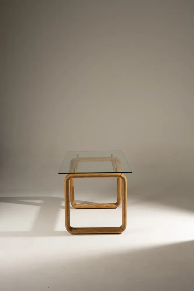BUREAU EN BOIS ET VERRE, BURKHARD VOGTHERR POUR ROSENTHAL, 1980s