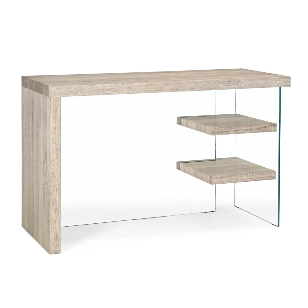 Bureau et chambre moderne "Bilbao" en bois avec pieds en verre trempé 120 cm