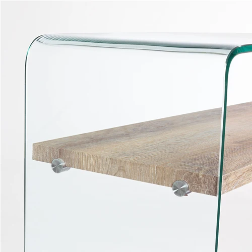Bureau et chambre moderne en bois "Kenya" avec pieds en verre trempé de 110 cm