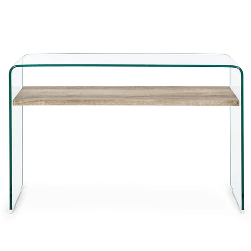 Bureau et chambre moderne en bois "Kenya" avec pieds en verre trempé de 110 cm