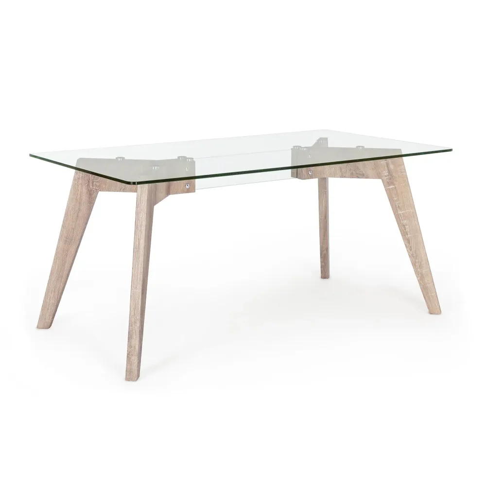 Bureau et chambre moderne en verre "aryen" avec pieds en bois 160 cm