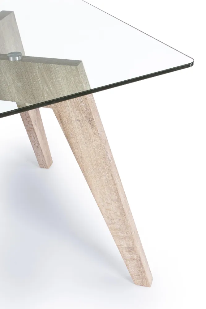 Bureau et chambre moderne en verre "aryen" avec pieds en bois 160 cm
