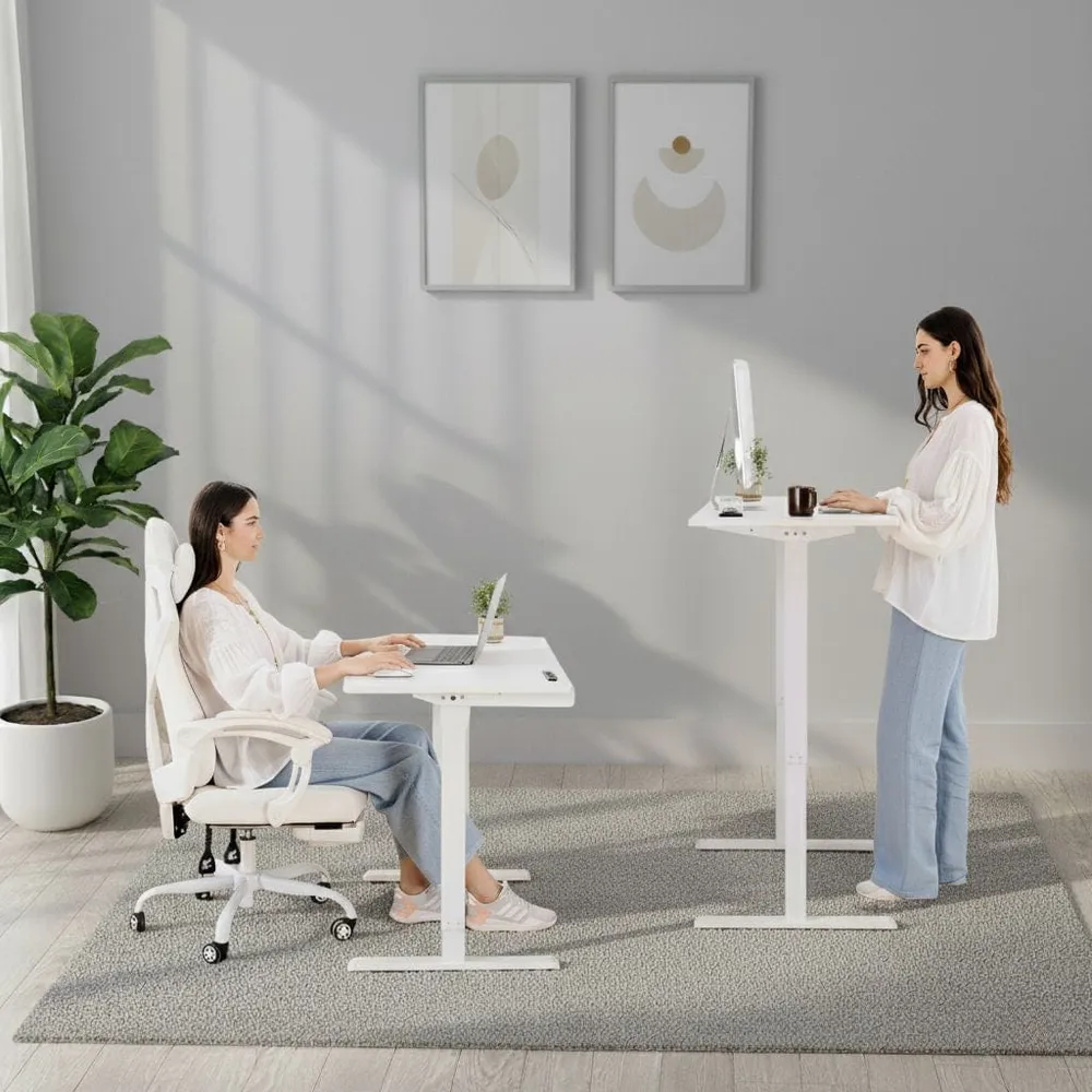 Bureau Assis Debout Électrique Réglable en Hauteur 140-160 cm avec Moteur Silencieux Bureau Cosy