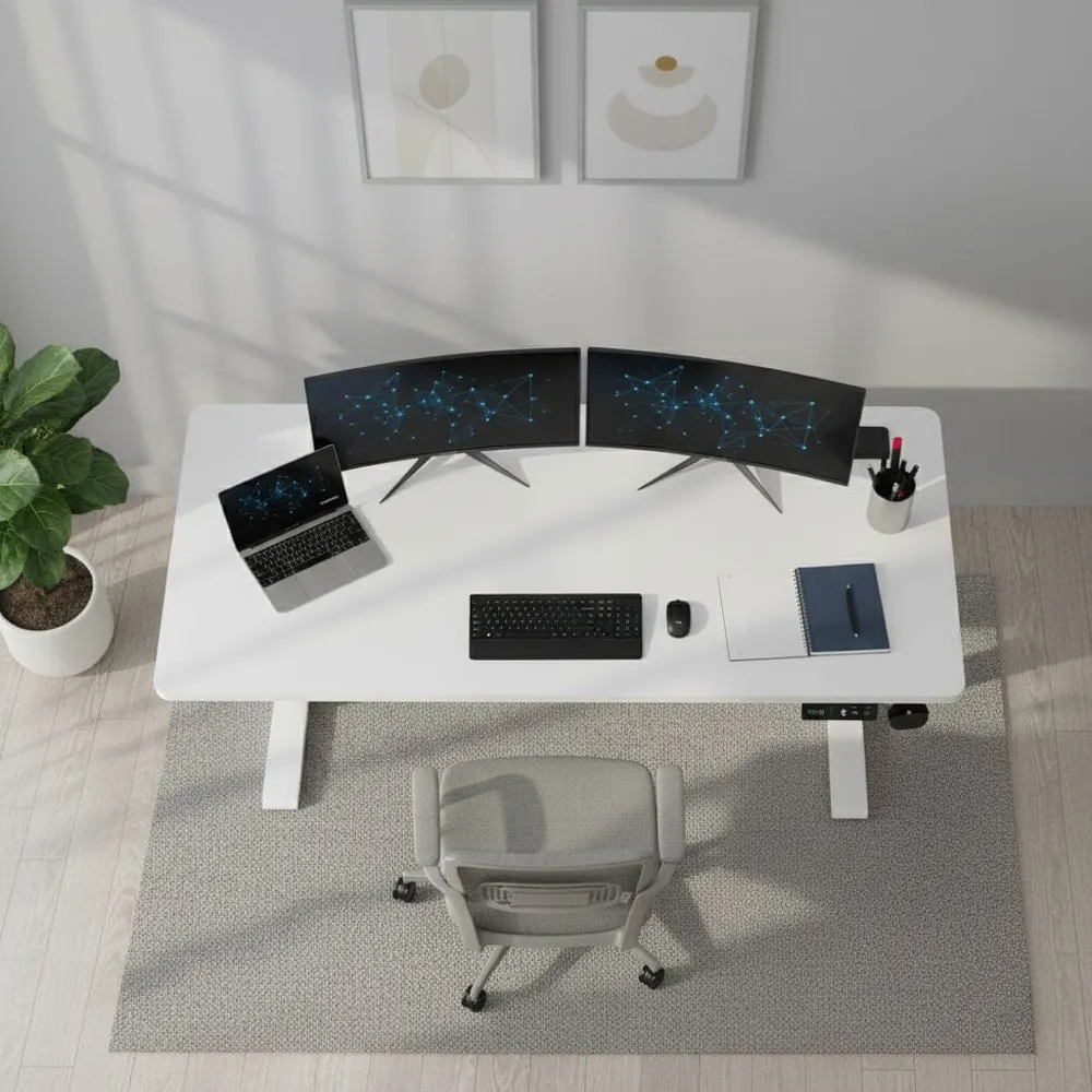 Bureau Assis Debout Électrique Réglable en Hauteur 140-160 cm avec Moteur Silencieux Bureau Cosy