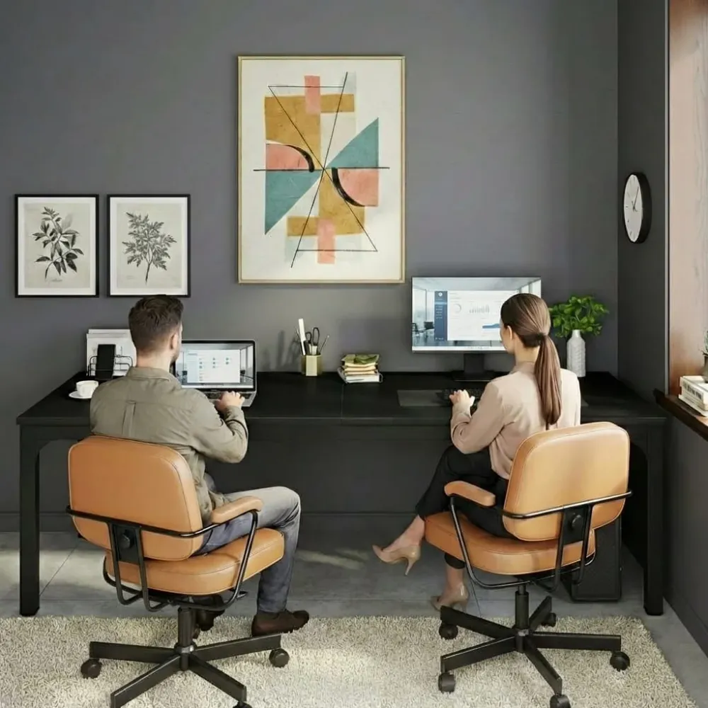 Bureau Bois Double 200 cm - Station de Travail 2 Personnes Bureau Cosy