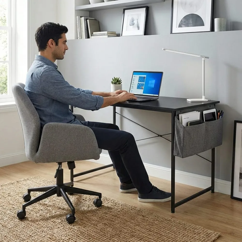 Bureau Bois MDF Compact avec Rangement - 100cm/120cm Bureau Cosy