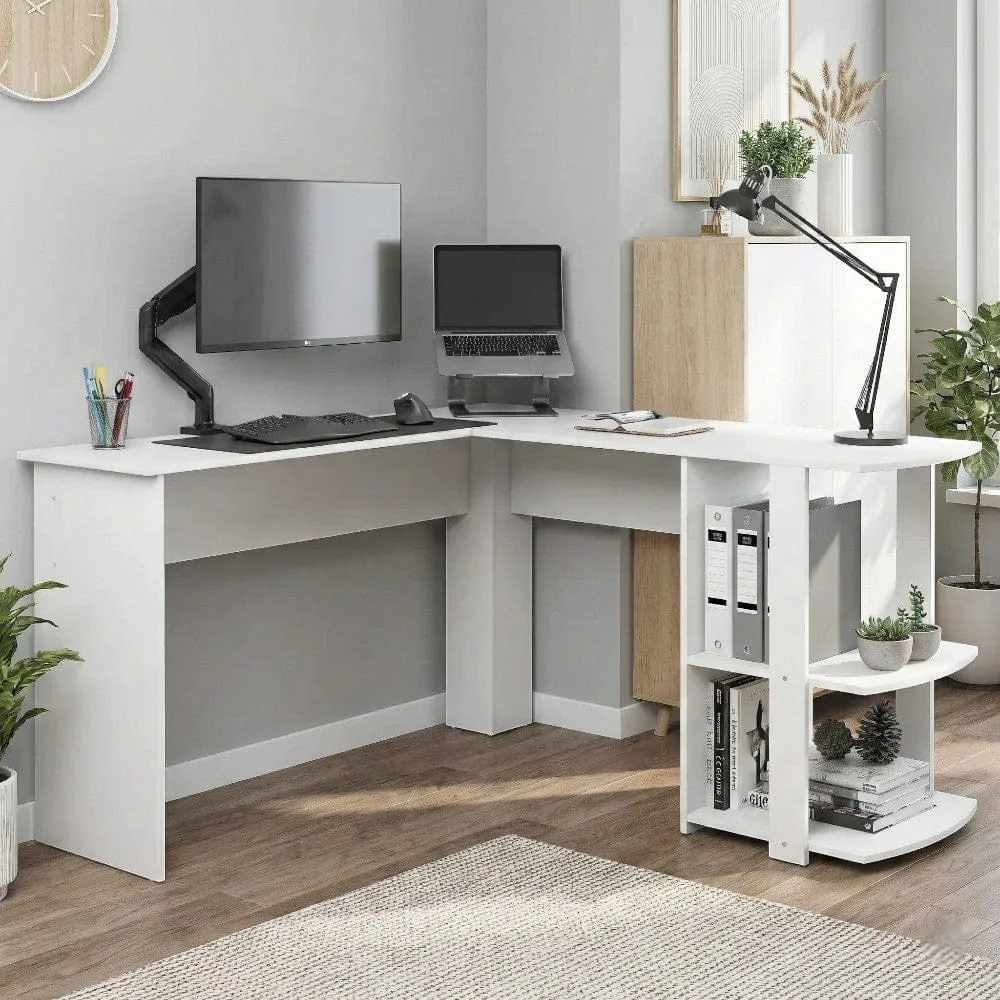 Bureau d'angle Blanc ORIZON 140x140 : Espace optimisé - Style épuré Bureau Cosy