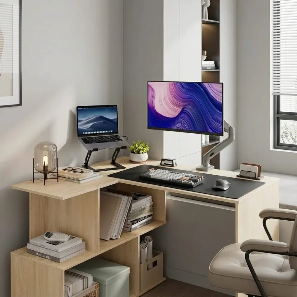 Bureau d'Angle Design 120x100cm : La Station de Travail Ultime avec Rangements Intégrés Bureau Cosy