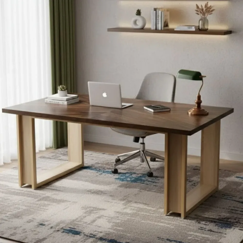 Bureau Design en Bois Massif 160 cm – Station de Travail Premium & Structure Luge Ultra-Stable Bureau Cosy