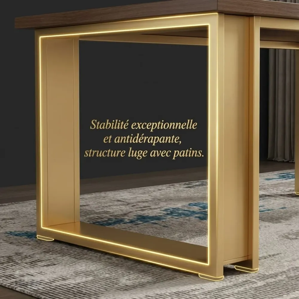 Bureau Design en Bois Massif 160 cm – Station de Travail Premium & Structure Luge Ultra-Stable Bureau Cosy