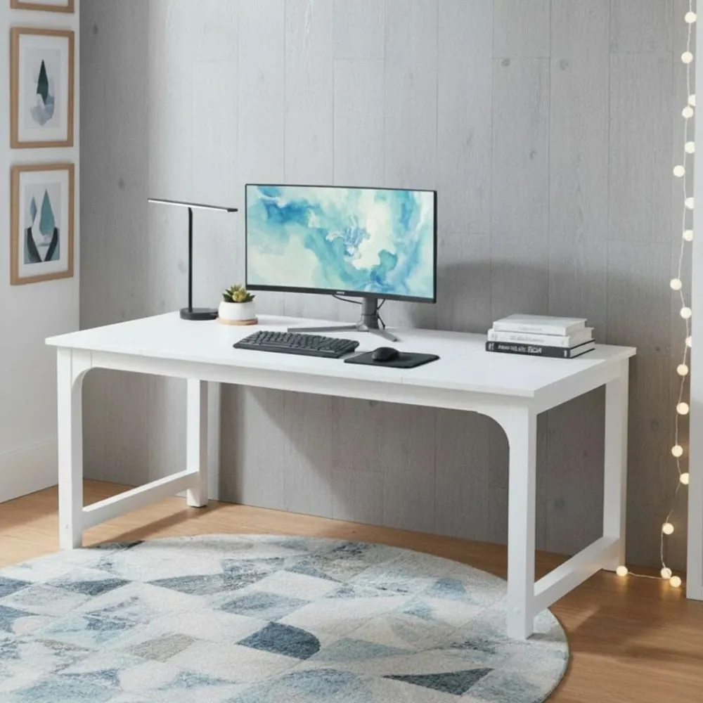 Bureau Pro Design 160 cm : Performance XXL et Stabilité Totale – Blanc Minimaliste Bureau Cosy