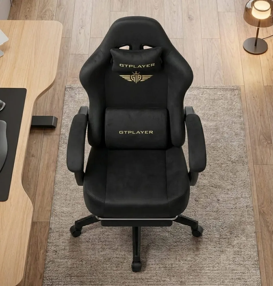 Chaise de Bureau Ergonomique Premium – Assise "Confort Canapé" en Tissu Suédé Respirant & Repose-Pieds Rétractable Bureau...