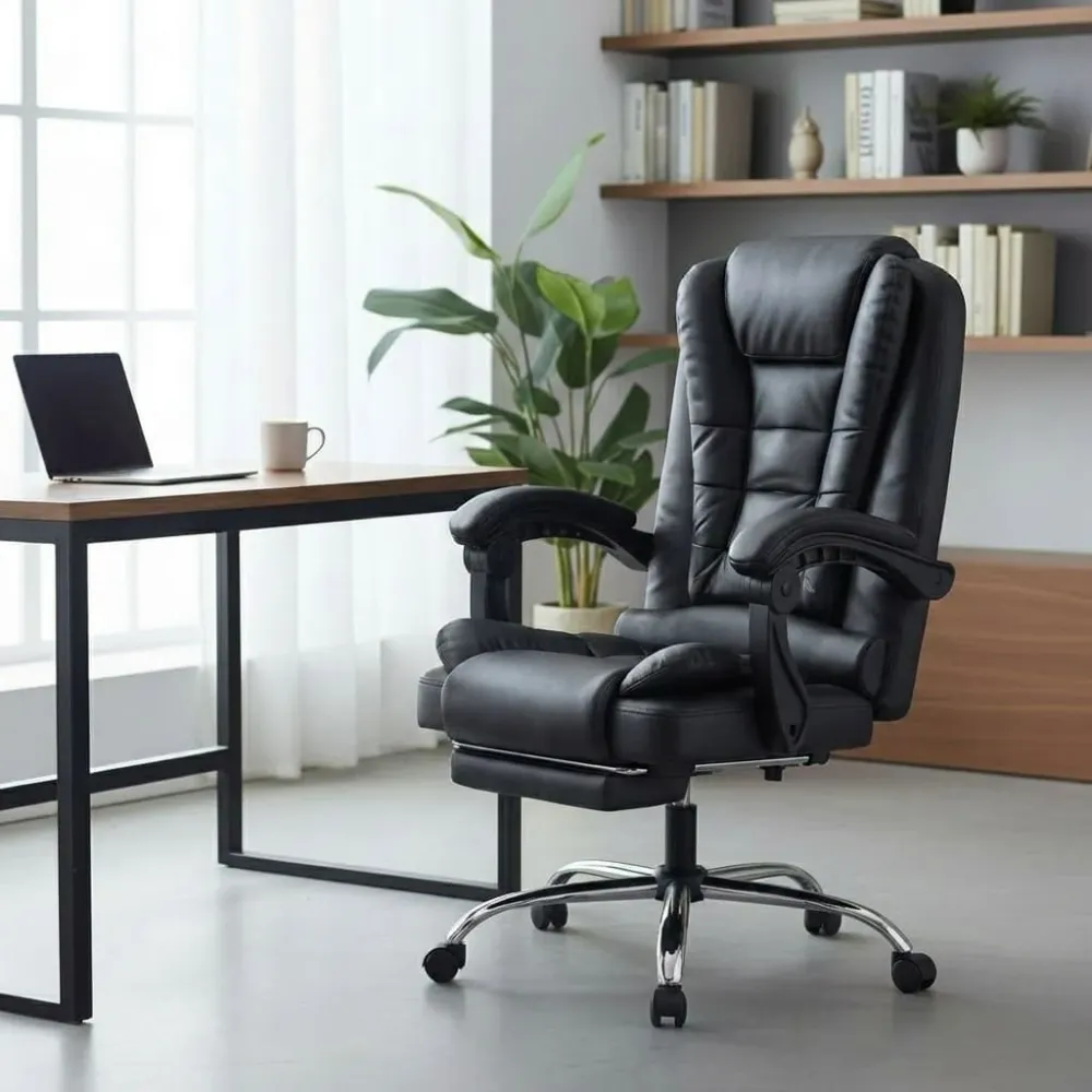 Fauteuil de Bureau Ergonomique avec Repose-Pieds - Dossier Haut Inclinable Bureau Cosy