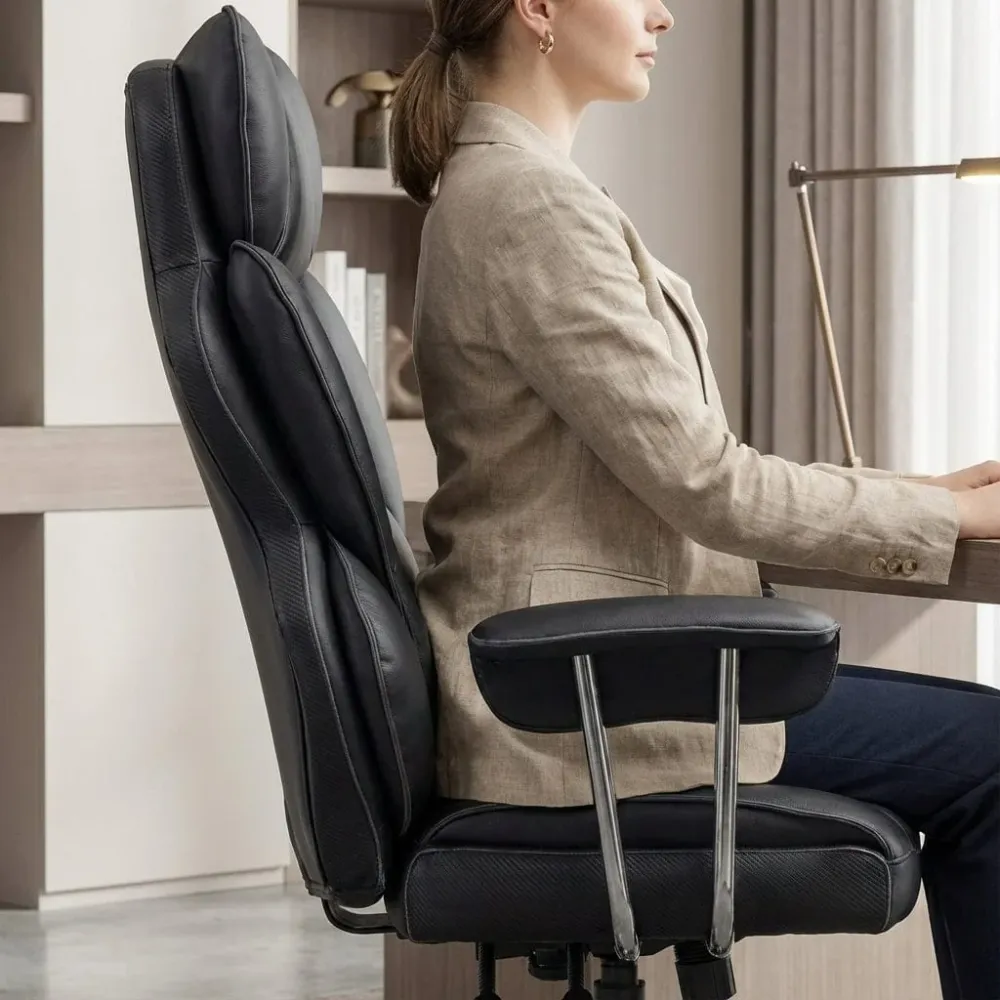 Fauteuil de Bureau Ergonomique avec Repose-Pieds Intégré et Support Lombaire 4D Bureau Cosy