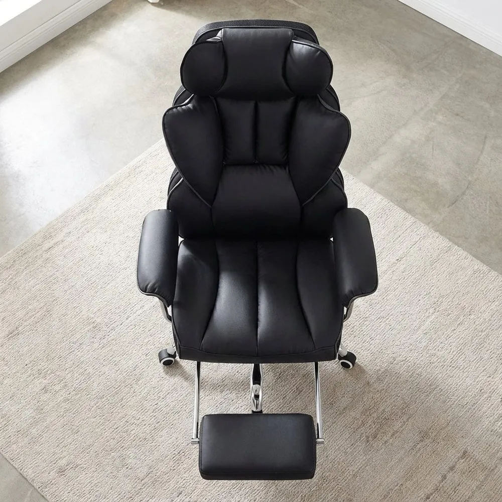 Fauteuil de Bureau Ergonomique avec Repose-Pieds Intégré et Support Lombaire 4D Bureau Cosy