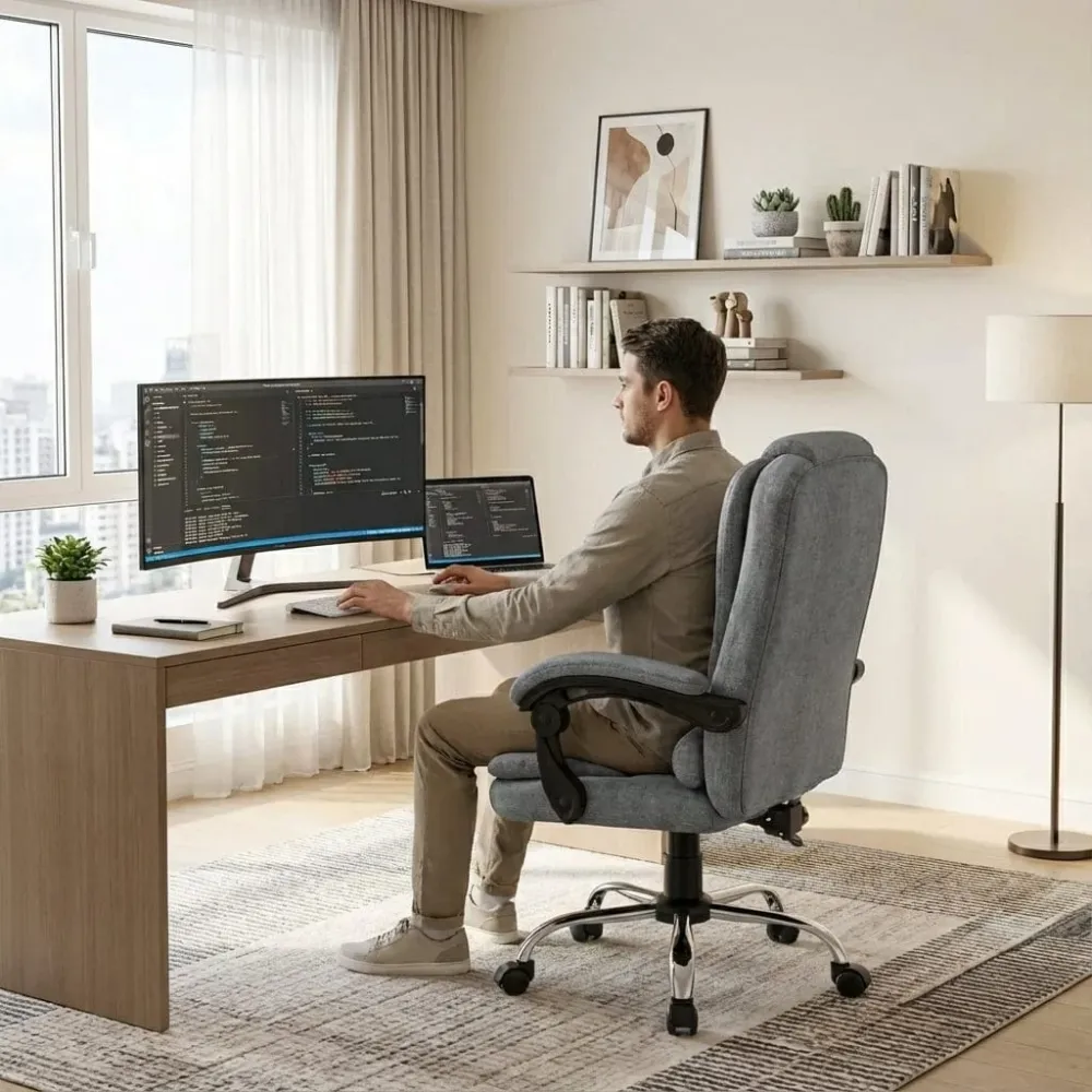 Fauteuil de Bureau Exécutif Ergonomique – Confort Absolu & Inclinaison 130° pour un Télétravail sans Douleur Bureau Cosy