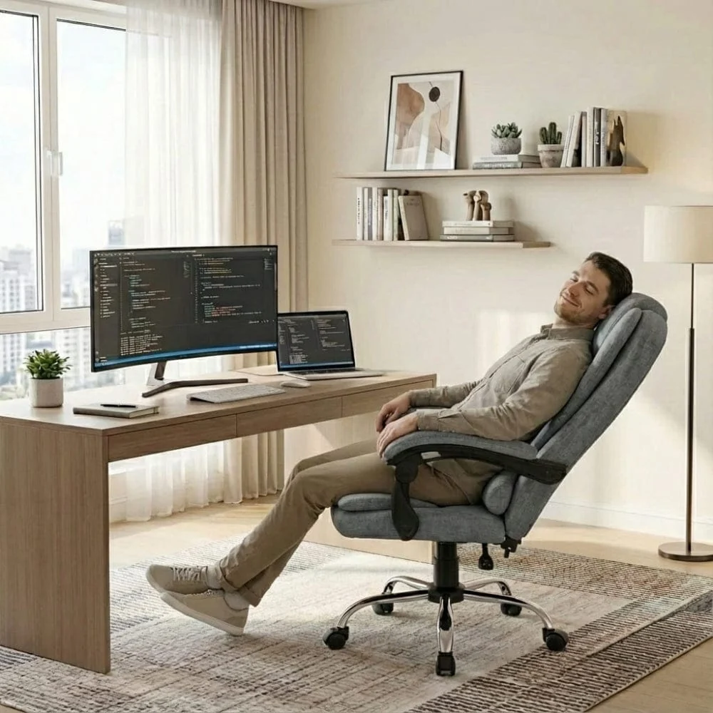 Fauteuil de Bureau Exécutif Ergonomique – Confort Absolu & Inclinaison 130° pour un Télétravail sans Douleur Bureau Cosy