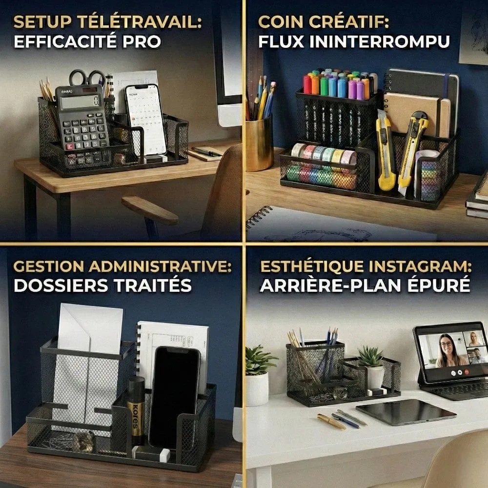 Organisateur de bureau Nexus Mesh : Gain d'espace & Organisation Minimaliste Bureau Cosy