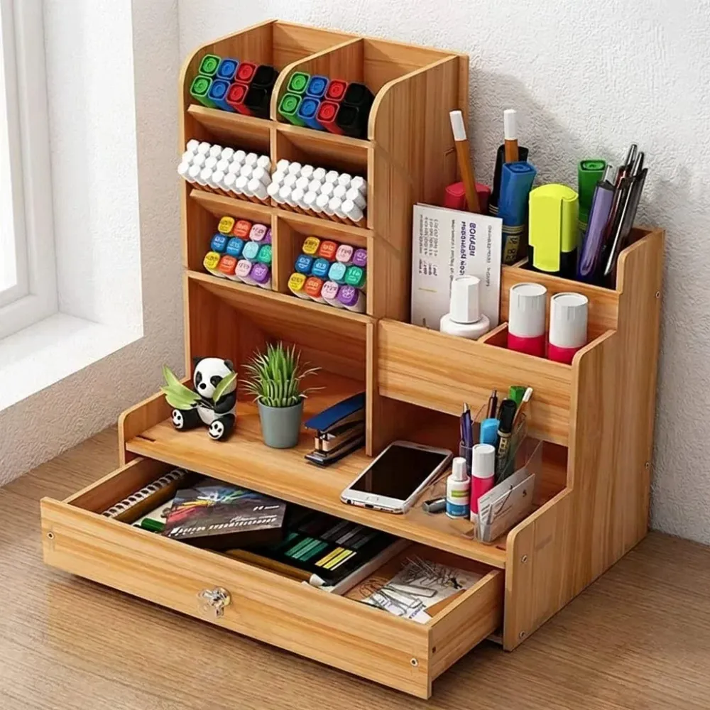 Organisateur de bureau WOODLY : Accès Instantané - Gain d'Espace Bureau Cosy