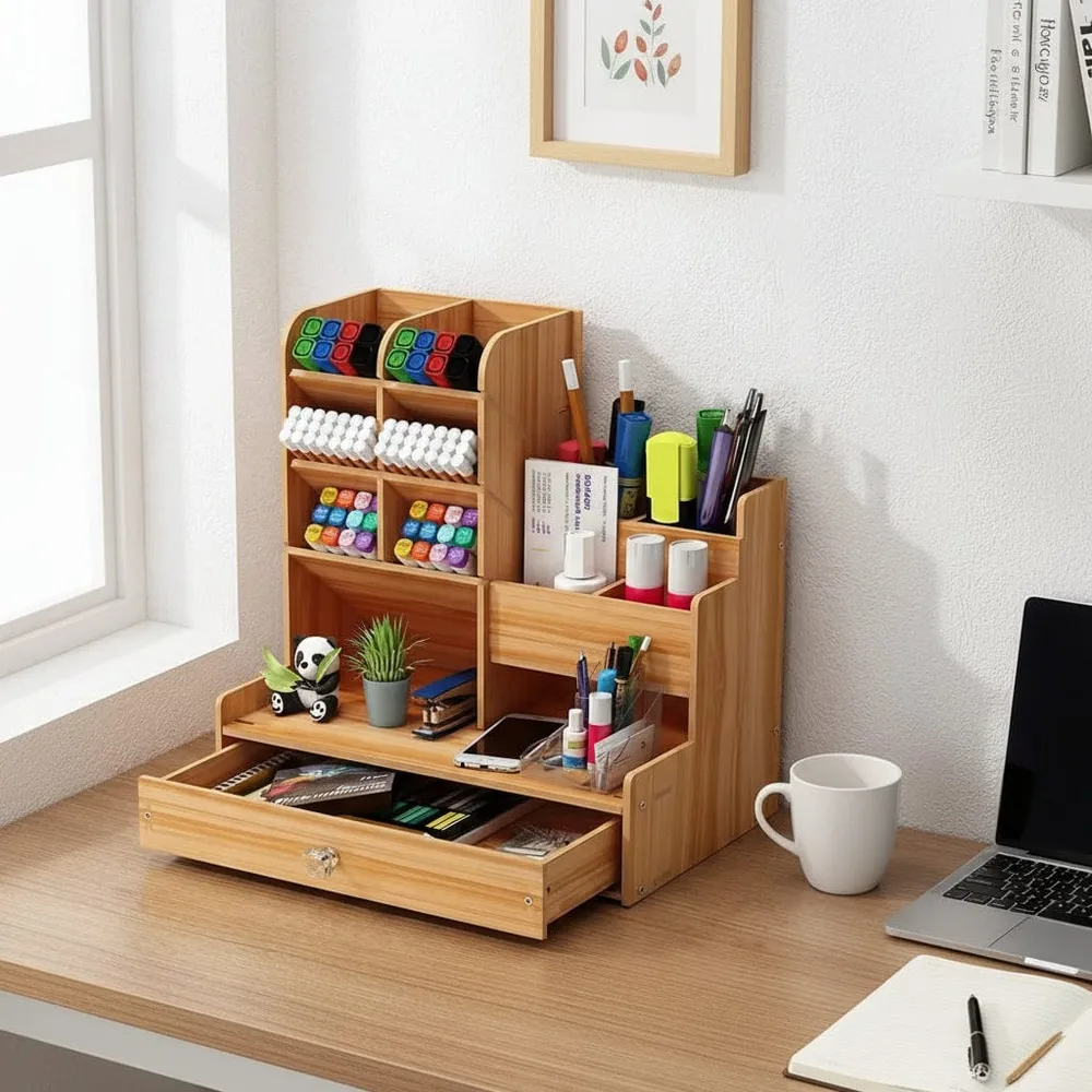 Organisateur de bureau WOODLY : Accès Instantané - Gain d'Espace Bureau Cosy