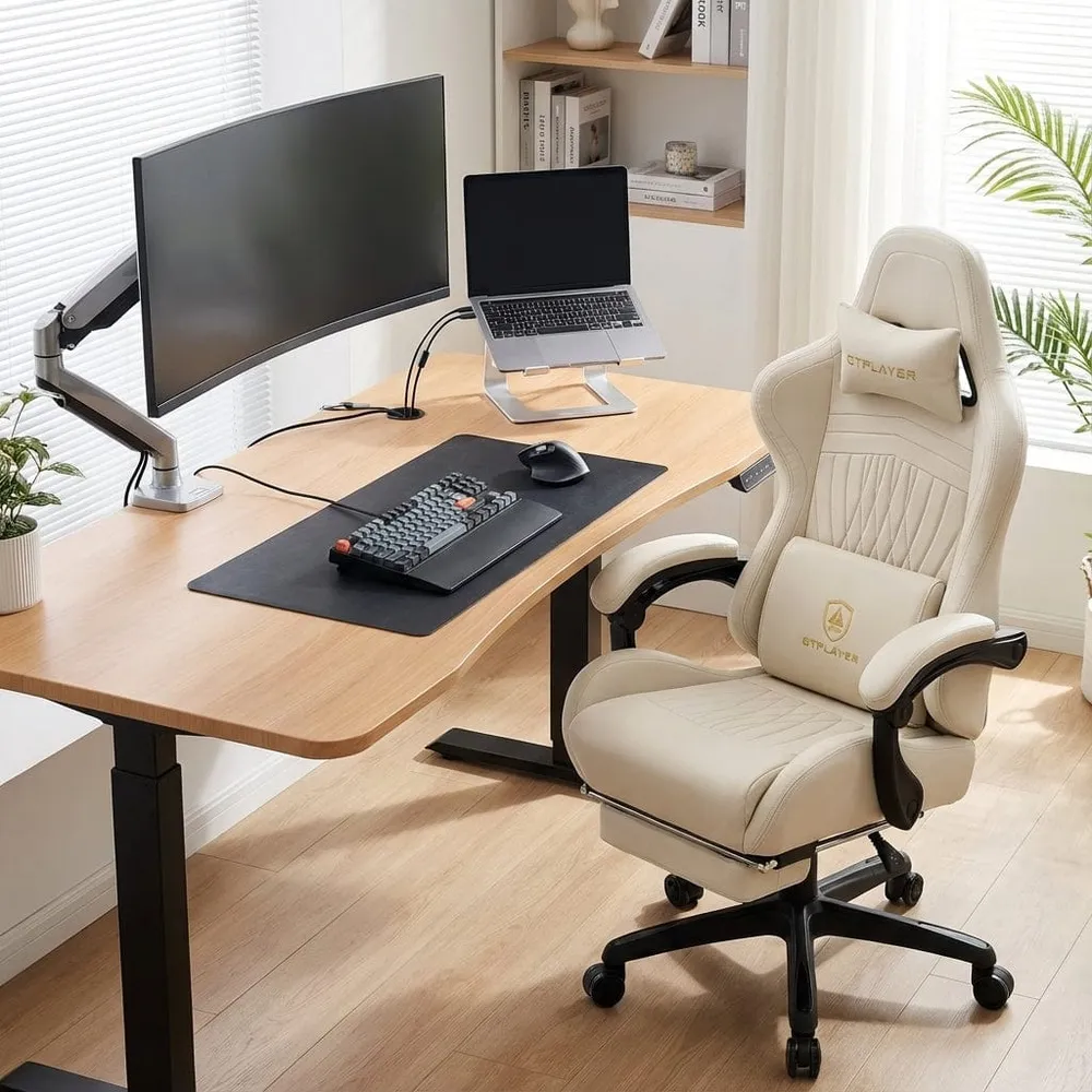 Siège de Bureau Ergonomique Ultra-Confort : Audio Bluetooth 5.1 & Repose-Pieds Intégré – L'Expérience Cockpit Immersive Bu...